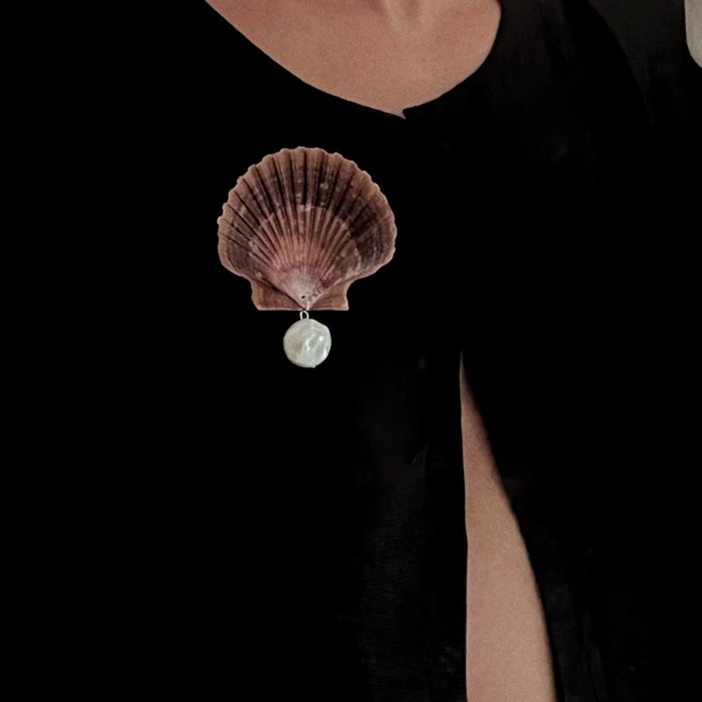 Talia Perla ‘The Nora Brooch’ Shell Pearl Pin